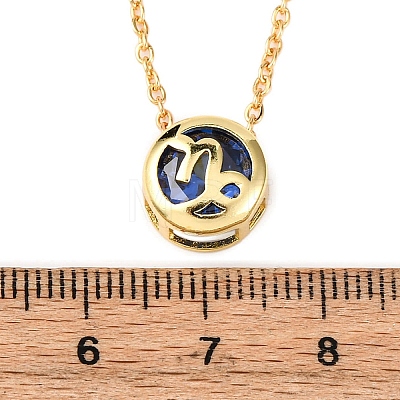 Brass Pave Cubic Zirconia Birth Stone Constellation Pendant Cable Chain Necklaces LS-NJEW-D334-01G-06-1
