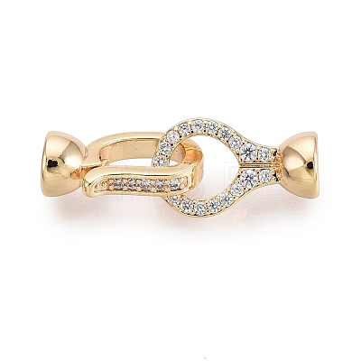 Brass Micro Pave Clear Cubic Zirconia Fold Over Clasps KK-Q074-15G-1