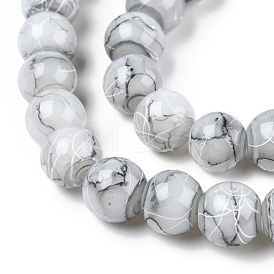 Drawbench Glass Round Beads GLAD-WH0001-01-10-1