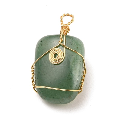 Natural Gemstone Wire Wrapped Pendants PALLOY-JF00503-1