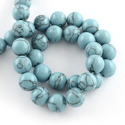 Synthetical Turquoise Gemstone Round Bead Strands TURQ-R035-6mm-03-1