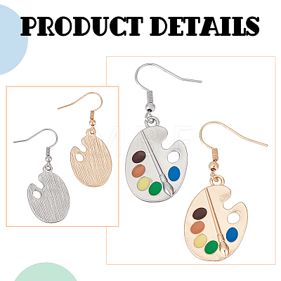 2 Pair 2 Color Colorful Enamel Palette Dangle Earrings EJEW-AN0002-73-1