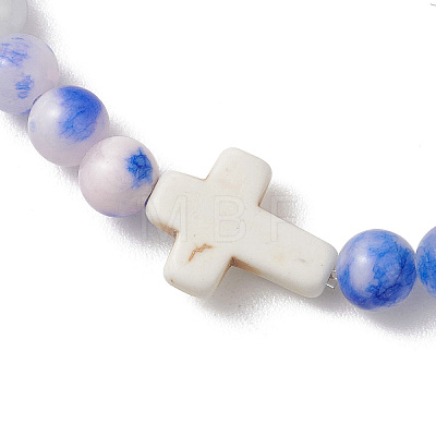 Natural Dyed Persian Jade Gemstone Beads Stretch Bracelets for Women BJEW-JB13267-1
