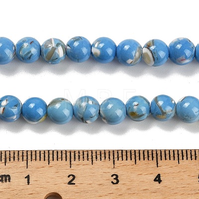 Assembled Synthetic Stone and Trochus Shell Beads Strands G-B128-08B-08-1