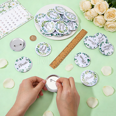 24Pcs 4 Styles Flat Round Iron Brooches for Wedding JEWB-FG0001-79-1