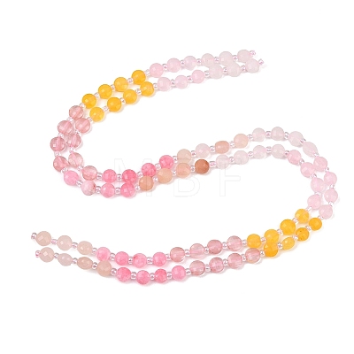 Cherry Quartz Glass  & Dyed Natural White Jade Beads Strands G-Z135-B01-1