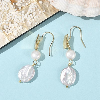 Natural Pearl Dangle & Drop Earrings EJEW-JE07425-1