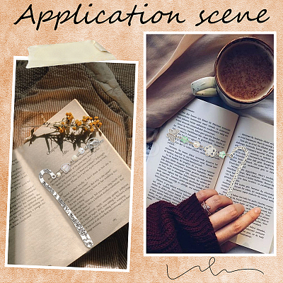 12Pcs 6 Styles Tibetan Style Alloy Bookmark Findings with Holes FIND-SC0008-99-1