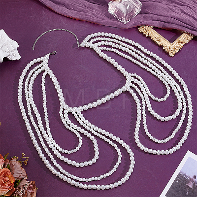 Imitation Pearl Round Beaded Shoulder Body Chains for Women AJEW-WH0816-462P-1