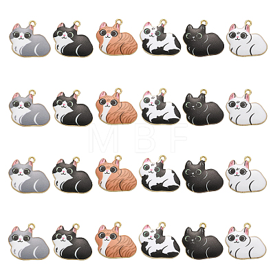 30Pcs 6 Styles Alloy Enamel Pendants ENAM-CJ0004-11-1