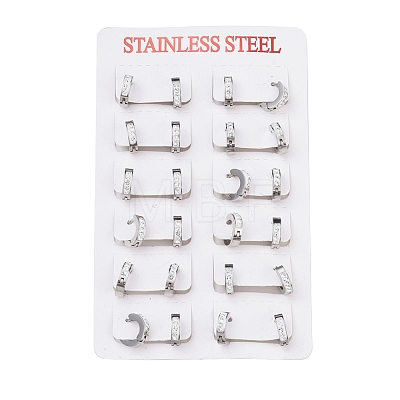 304 Stainless Steel Huggie Hoop Earrings X-EJEW-O087-14P-1