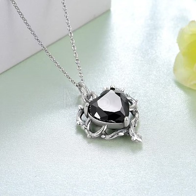 Alloy Jet Rhinestone Gothic Heart Pendant Necklaces FS-WG22DFD-01-1
