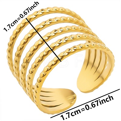 Hollow 304 Stainless Steel Multilayer Open Cuff Ring for Unisex GY6804-2-1