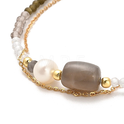Natural Multi-Moonstone Bead Bracelets BJEW-E098-10G-1