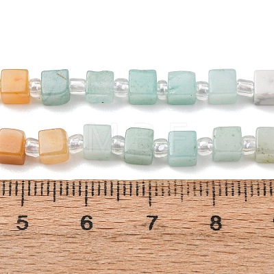 Natural Dyed White Jade & Quartz Crystal & Howlite & Yellow Aventurine & Rhodonite Beads Strands G-H333-03D-1