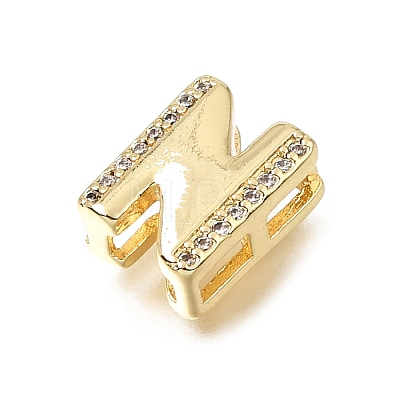 Brass Micro Pave Clear Cubic Zirconia Initial Spacer Bars KK-E802-34G-N-1