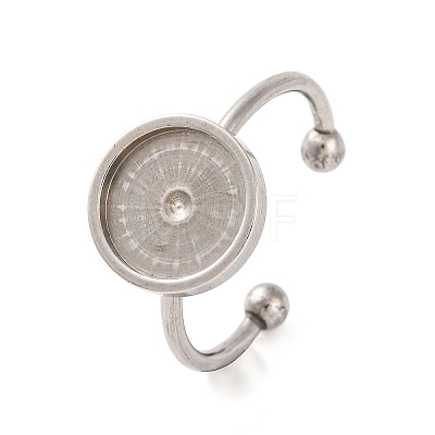 Non-Tarnish 304 Stainless Steel Open Cuff Ring Components X-STAS-S134-01P-04-1