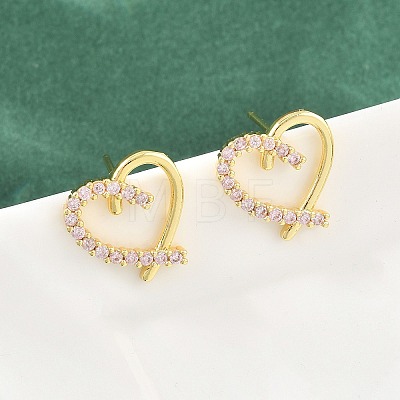 Brass Micro Pave Cubic Zirconia Stud Earrings CU-CBACDF6-02G-1
