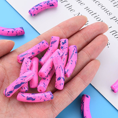 Opaque Spray Painted Acrylic Beads MACR-S372-002F-B06-1