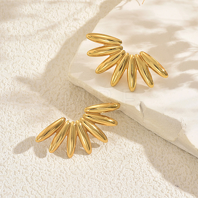  Stainless Steel Fan Stud Earrings RF2727-1