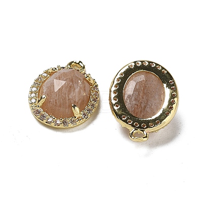 Natural Sunstone Faceted Oval Pendants G-I375-02G-06-1