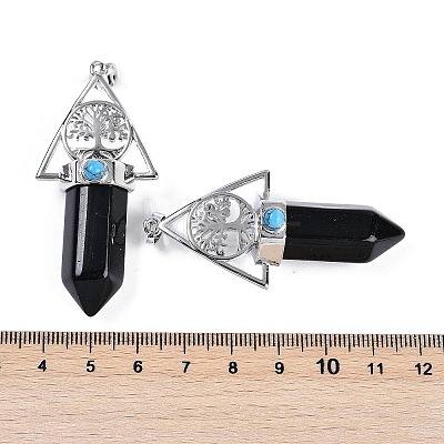 Natural Obsidian Faceted Pointed Bullet Big Pendants G-H076-02P-010-1