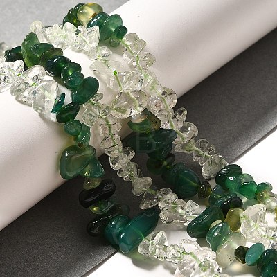 Natural Quartz Crystal/Rock Crystal & Chrysoprase Beads Strands G-L610-B22-01-1