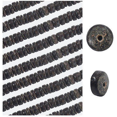 6 Strands Natural Coconut Shell Rondelle Bead Strands COCB-SC0001-02B-1