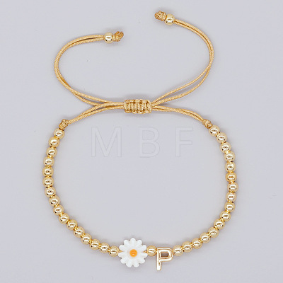 Golden Tone Daisy Braided Bead Bracelets WY1454-16-1