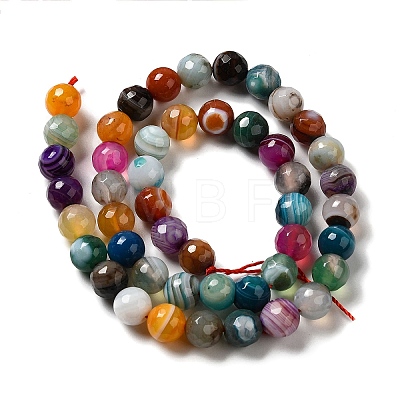 Natural Striped Agate/Banded Agate Beads Strands G-A246-8mm-09-1