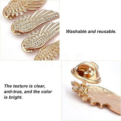 6 Pairs Wing Alloy Brooches JEWB-CA0001-08LG-1