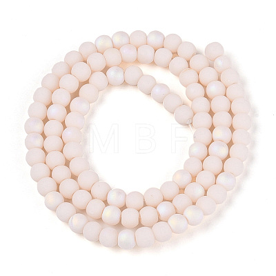 Frosted Opaque Glass Beads Strands GLAA-T032-P4mm-MBB09-1