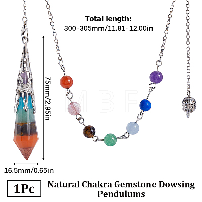 1Pc Natural Chakra Gemstone Dowsing Pendulums AJEW-SC0002-31P-1