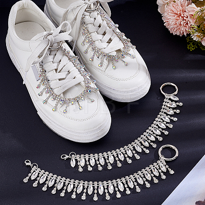 Brass & Iron Glass Rhinestone Chain Boot Strap Chains HJEW-UN00051-1