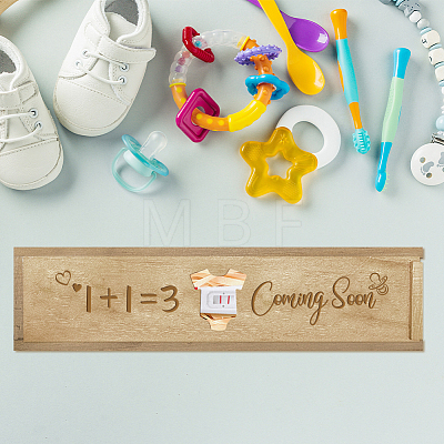 Rectangle Wooden Pregnancy Test Keepsake Box with Slide Cover CON-WH0102-001-1