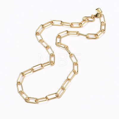 Brass Paperclip Chain Necklaces NJEW-H206-06G-1