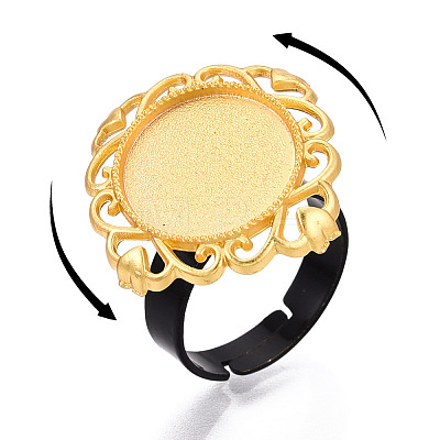 Adjustable Rhombus Alloy & Iron Bezel Cup Ring Base with Rotatable Tray MAK-T012-02G-1