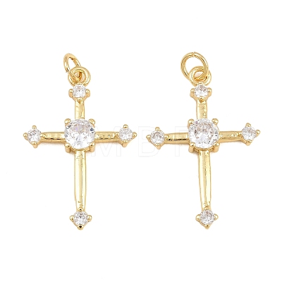Brass Micro Pave Clear Cubic Zirconia Pendants CU-CBA48B8-01G-D-1