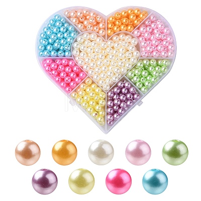 9 Style Spray Painted ABS Plastic Imitation Pearl Beads OACR-YW0001-42-1