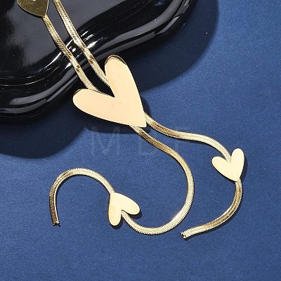 304 Stainless Steel Heart Y Necklaces NJEW-R026-30G-1