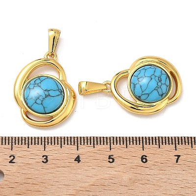 304 Stainless Steel with Synthetic Turquoise Pendants STAS-L309-21F-G-1