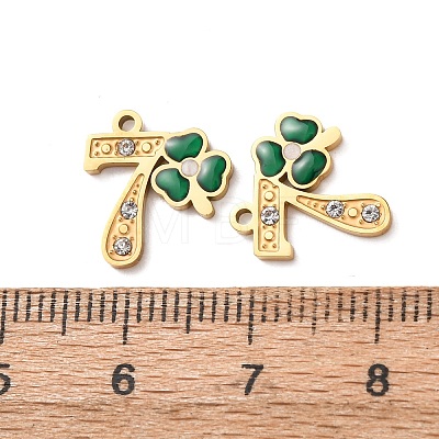 304 Stainless Steel Enamel & Rhinestone Pendants STAS-B130-01G-7-1