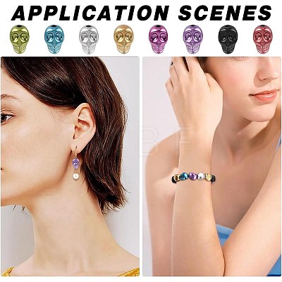 150Pcs Matte Spray Painted Skull Acrylic Beads ACRP-FS0001-01-1