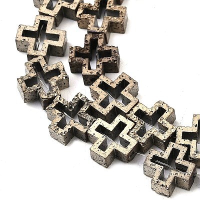 Electroplated Natural Lava Rock Beads Strands G-K388-02G-1