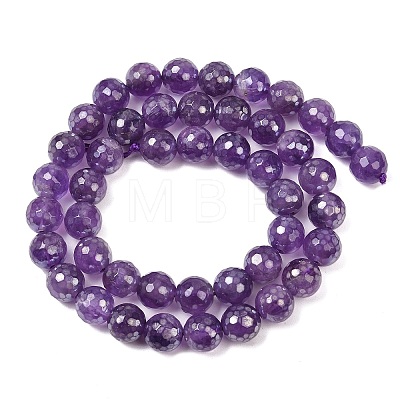 Electroplated Natural Amethyst Round Beads Strands G-L598-A05-02-1