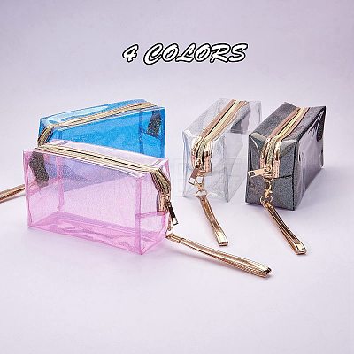 4Pcs 4 Colors Portable Plastic Laser Transparent Cosmetic Storage Bags ABAG-SZC0007-08-1