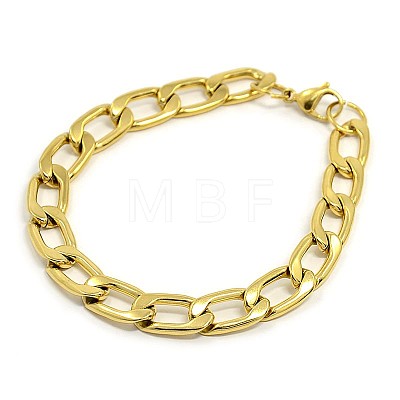 304 Stainless Steel Curb Chain/Twisted Chain Bracelets X-STAS-A028-B104G-1
