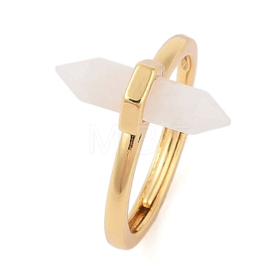 Double Pointed Hexagonal Prism Natural Moonstone Adjustable Rings for Women RJEW-G327-01G-02-1