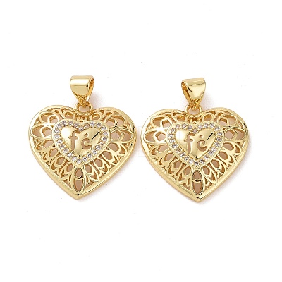 Brass Cubic Zirconia Pendants KK-G453-18G-1