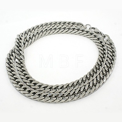 201 Stainless Steel Cuban Link Chain Necklaces NJEW-F039-23-1